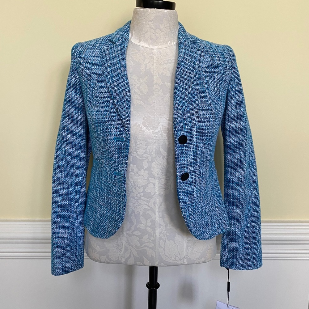 Calvin Klein blue tweed blazer